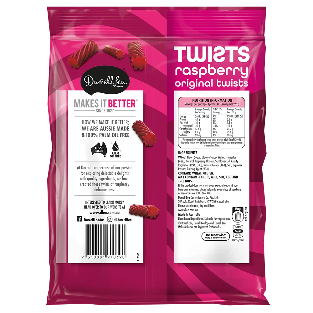 Twists Raspberry 280g back