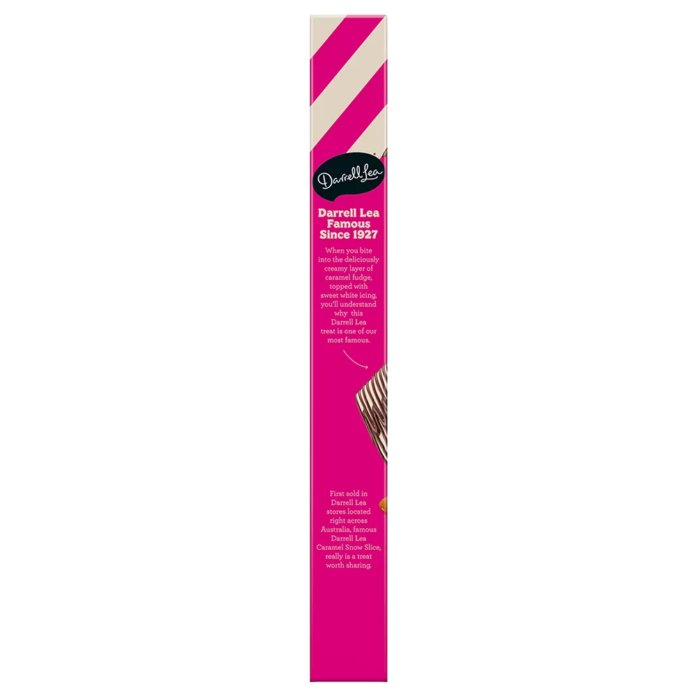 Famous Caramel Snows Dark Chocolate Slice 180g side