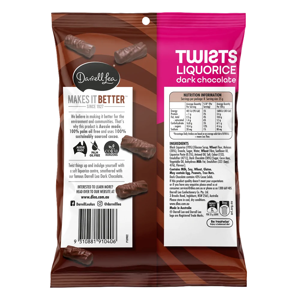Dark Chocolate Liquorice Twists 200g - Image 2