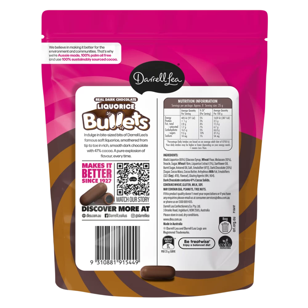 Dark Chocolate Liquorice Bullets 204g - Image 2