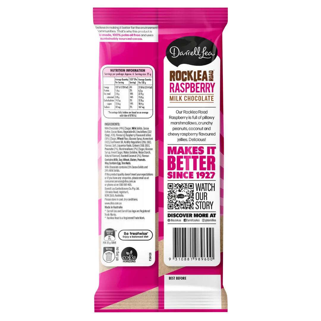 Milk Chocolate Raspberry Rocklea Road Block 170g - Image 2