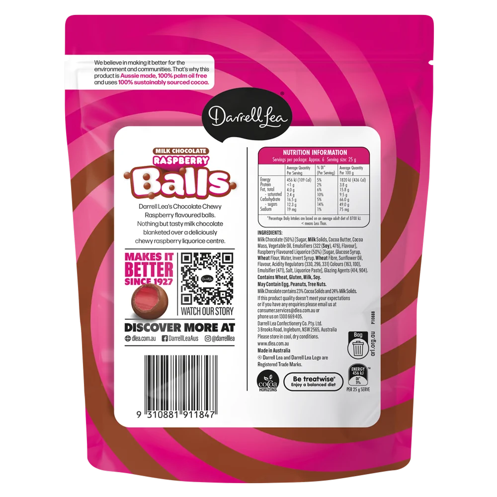 Milk Chocolate Chewy Raspberry Balls 160g - Image 2