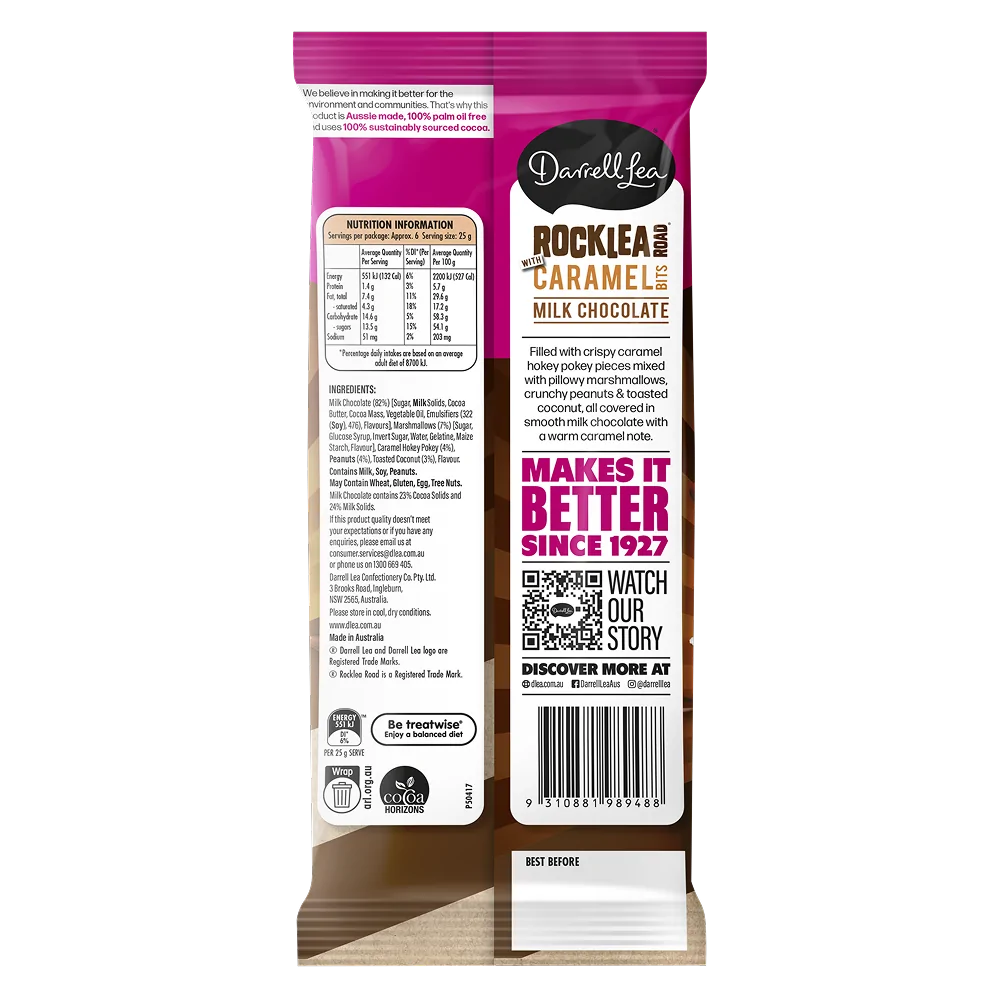 Milk Chocolate Rocklea Road with Caramel Bits 160g - Image 2