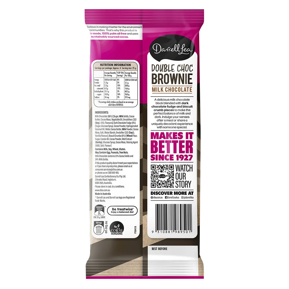 Milk Chocolate Double Choc Brownie Block 160G - Image 2